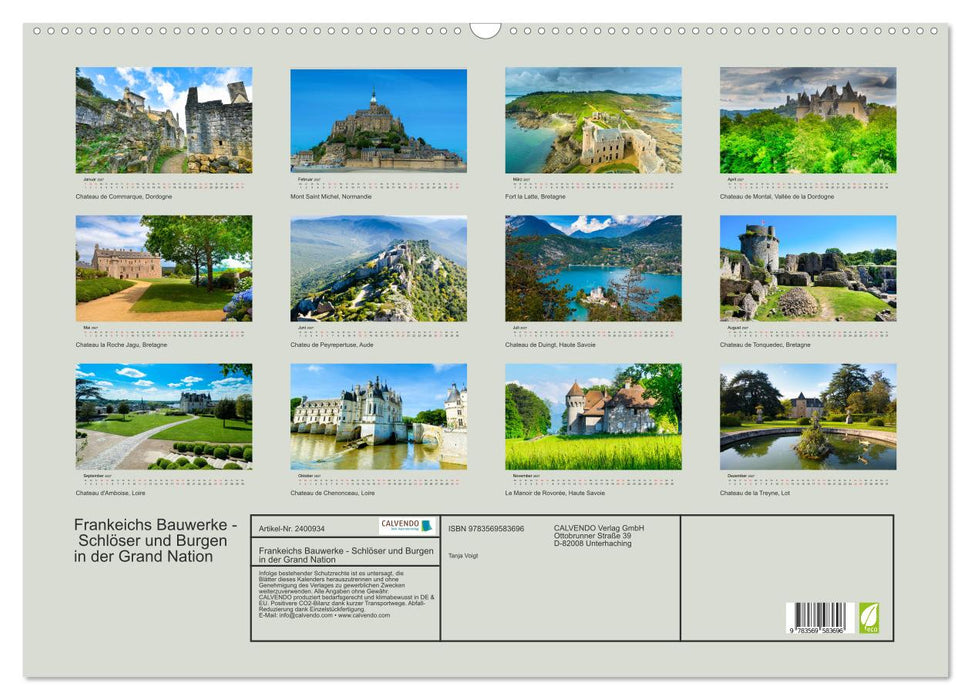 Frankeichs Bauwerke - Schlöser und Burgen in der Grand Nation (CALVENDO Wandkalender 2027)
