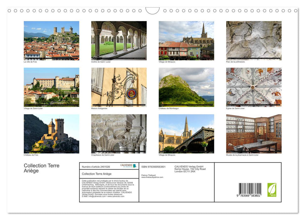 Collection Terre Ariège (CALVENDO Calendrier mensuel 2027)