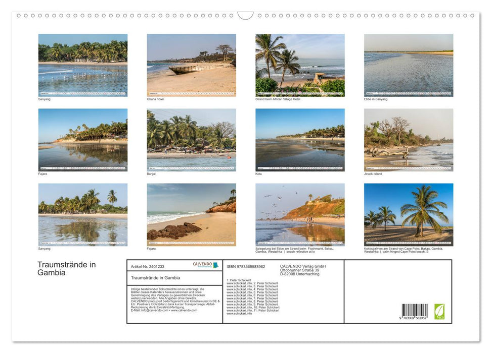 Traumstrände in Gambia (CALVENDO Wandkalender 2027)