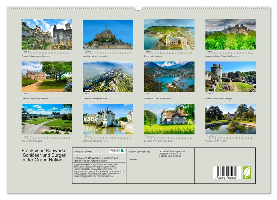 Frankeichs Bauwerke - Schlöser und Burgen in der Grand Nation (CALVENDO Premium Wandkalender 2027)