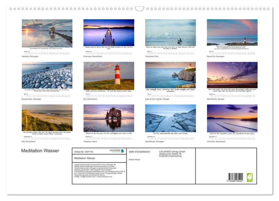 Meditation Wasser (CALVENDO Wandkalender 2027)