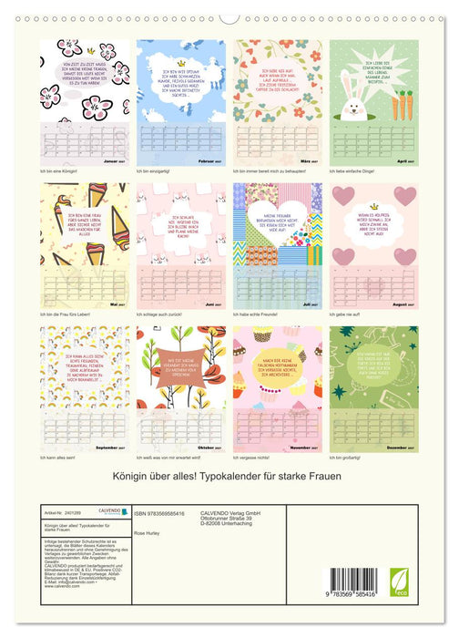 Königin über alles! Typokalender für starke Frauen (CALVENDO Premium Wandkalender 2027)