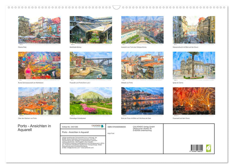 Porto - Ansichten in Aquarell (CALVENDO Wandkalender 2027)