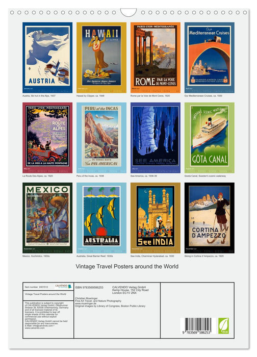 Vintage Travel Posters around the World (CALVENDO Monthly Calendar 2027)