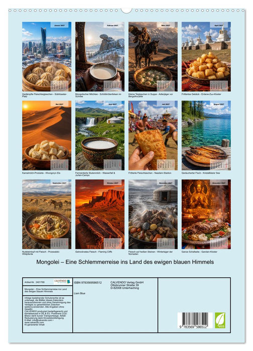 Mongolei – Eine Schlemmerreise ins Land des ewigen blauen Himmels (CALVENDO Premium Wandkalender 2027)