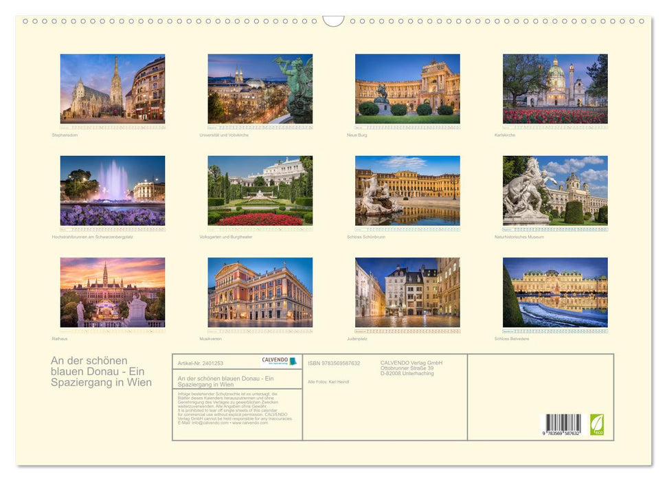 An der schönen blauen Donau - Ein Spaziergang in Wien (CALVENDO Wandkalender 2027)
