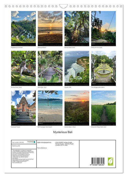 Mysterious Bali (CALVENDO Monthly Calendar 2027)