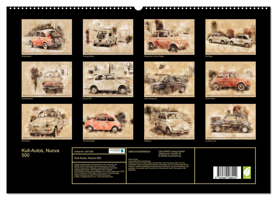 Kult-Autos, Nuova 500 (CALVENDO Premium Wandkalender 2027)