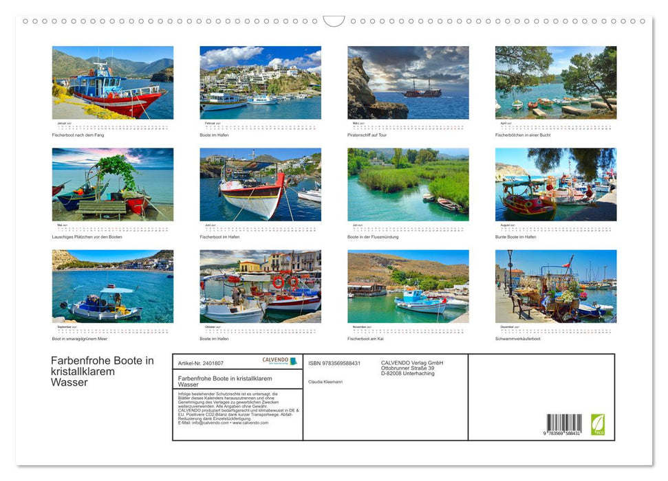 Farbenfrohe Boote in kristallklarem Wasser (CALVENDO Wandkalender 2027)