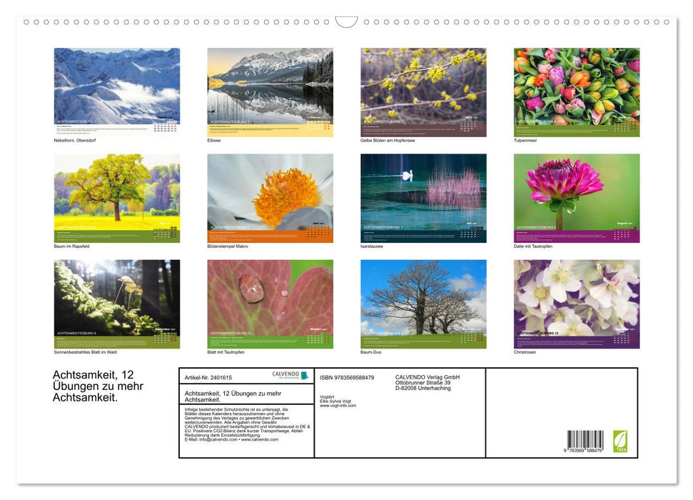 Achtsamkeit, 12 Übungen zu mehr Achtsamkeit. (CALVENDO Wandkalender 2027)
