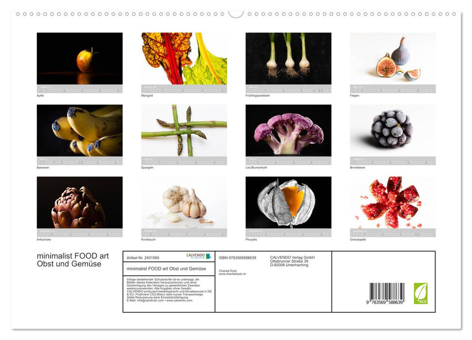 minimalist FOOD art Obst und Gemüse (CALVENDO Wandkalender 2027)