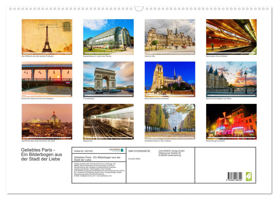 Geliebtes Paris - Ein Bilderbogen aus der Stadt der Liebe (CALVENDO Wandkalender 2027)