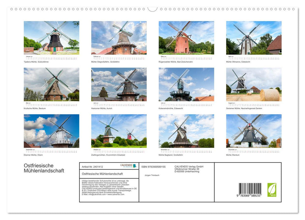 Ostfriesische Mühlenlandschaft (CALVENDO Premium Wandkalender 2027)