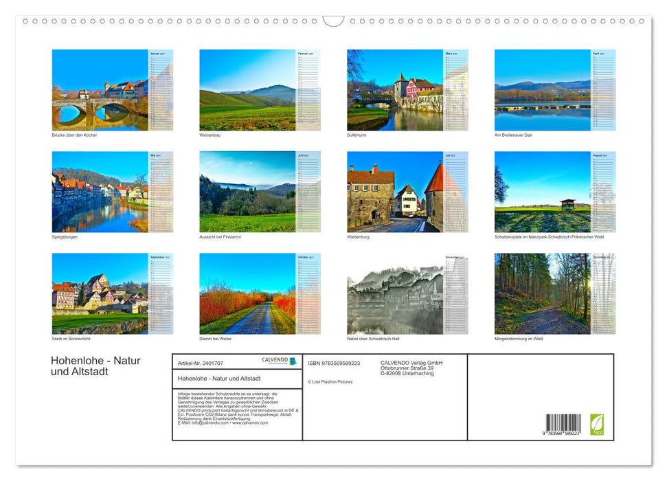 Hohenlohe - Natur und Altstadt (CALVENDO Wandkalender 2027)