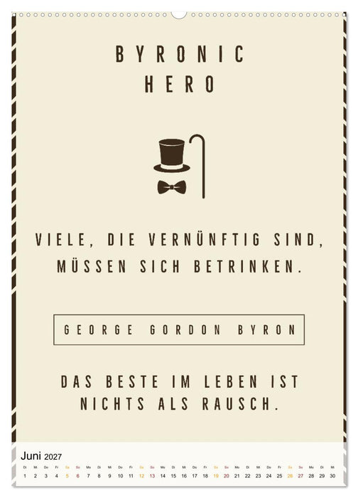 Dichter als Goethe - Der literarische Alkohol-Kalender (CALVENDO Wandkalender 2027)