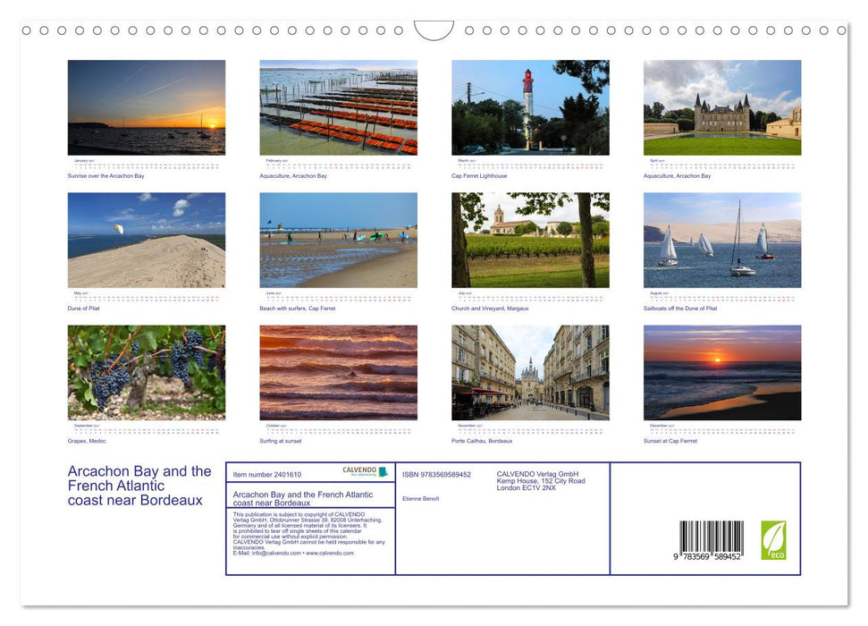 Arcachon Bay and the French Atlantic coast near Bordeaux (CALVENDO Monthly Calendar 2027)