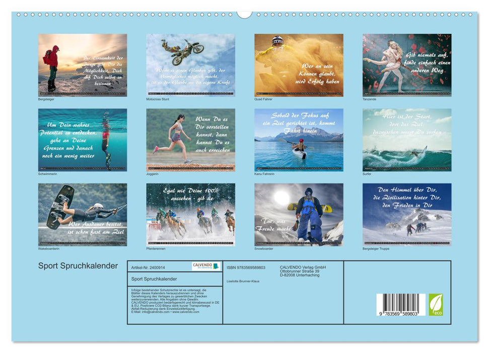 Sport Spruchkalender (CALVENDO Premium Wandkalender 2027)