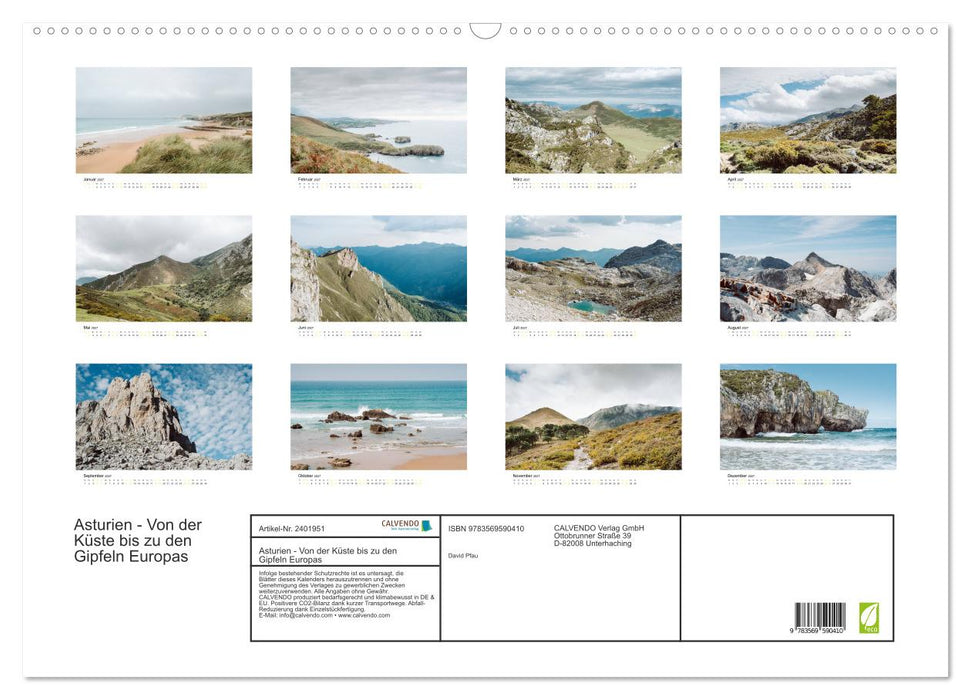 Asturien - Von der Küste bis zu den Gipfeln Europas (CALVENDO Wandkalender 2027)