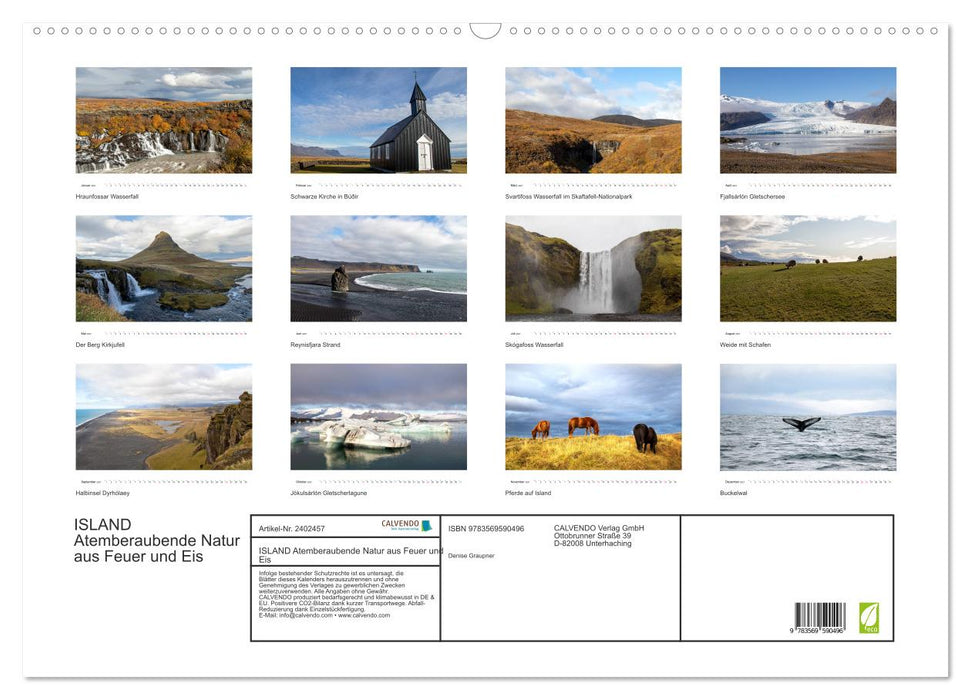 ISLAND Atemberaubende Natur aus Feuer und Eis (CALVENDO Wandkalender 2027)