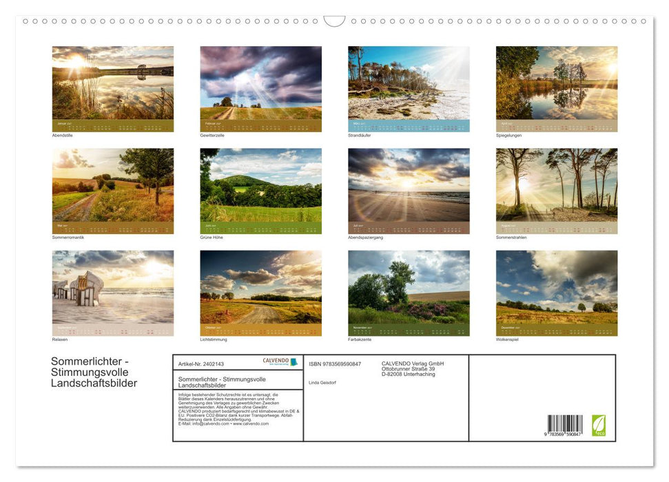 Sommerlichter - Stimmungsvolle Landschaftsbilder (CALVENDO Wandkalender 2027)