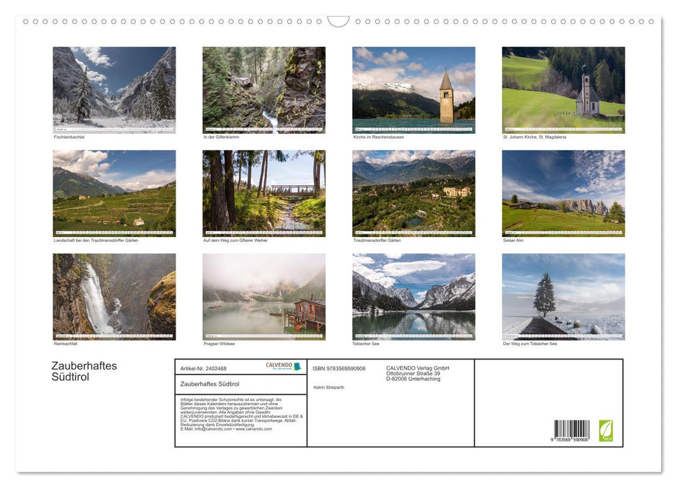 Zauberhaftes Südtirol (CALVENDO Wandkalender 2027)