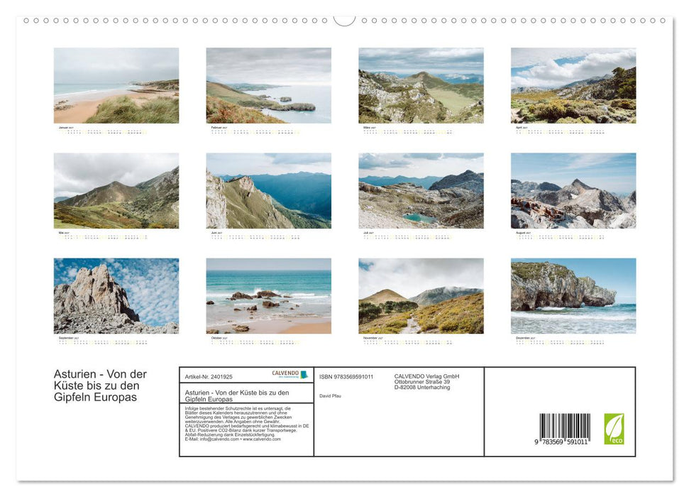 Asturien - Von der Küste bis zu den Gipfeln Europas (CALVENDO Premium Wandkalender 2027)