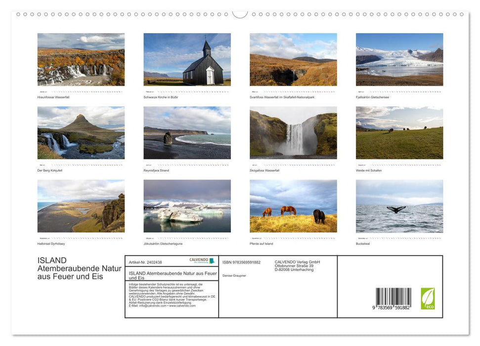 ISLAND Atemberaubende Natur aus Feuer und Eis (CALVENDO Premium Wandkalender 2027)