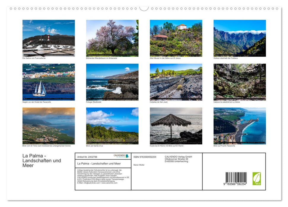 La Palma - Landschaften und Meer (CALVENDO Premium Wandkalender 2027)