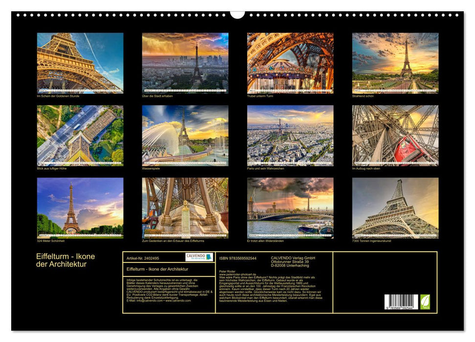Eiffelturm - Ikone der Architektur (CALVENDO Wandkalender 2027)