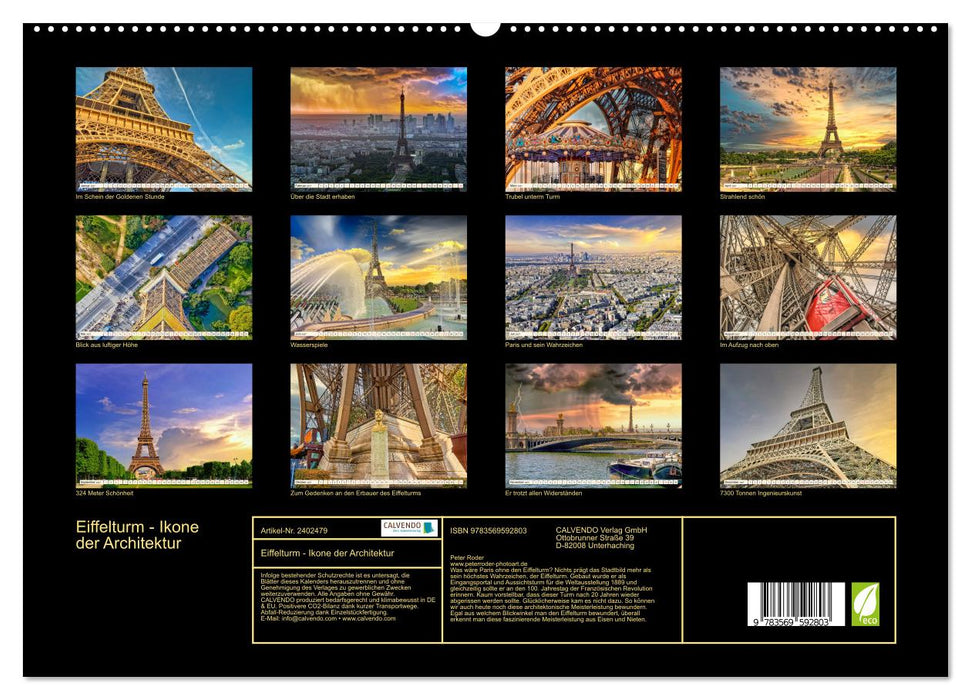 Eiffelturm - Ikone der Architektur (CALVENDO Premium Wandkalender 2027)