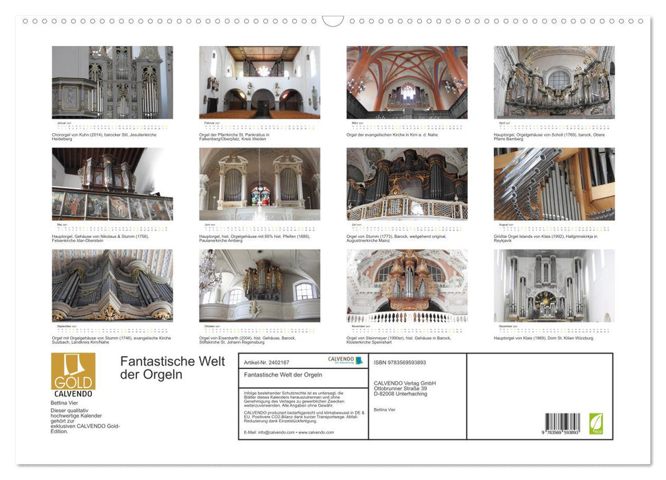 Fantastische Welt der Orgeln (CALVENDO Wandkalender 2027)