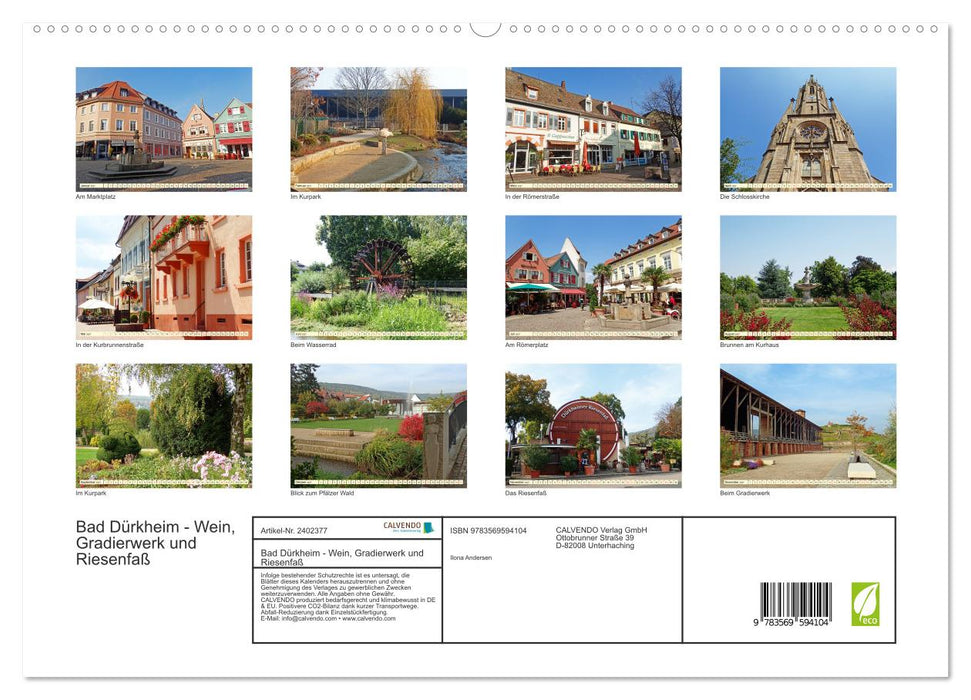 Bad Dürkheim - Wein, Gradierwerk und Riesenfaß (CALVENDO Premium Wandkalender 2027)