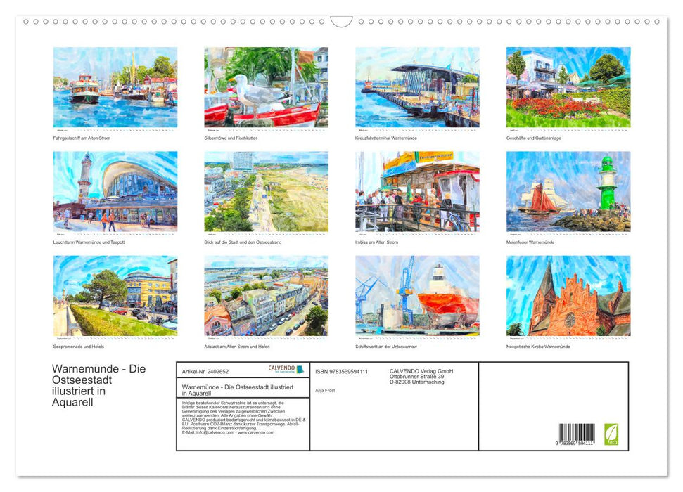 Warnemünde - Die Ostseestadt illustriert in Aquarell (CALVENDO Wandkalender 2027)