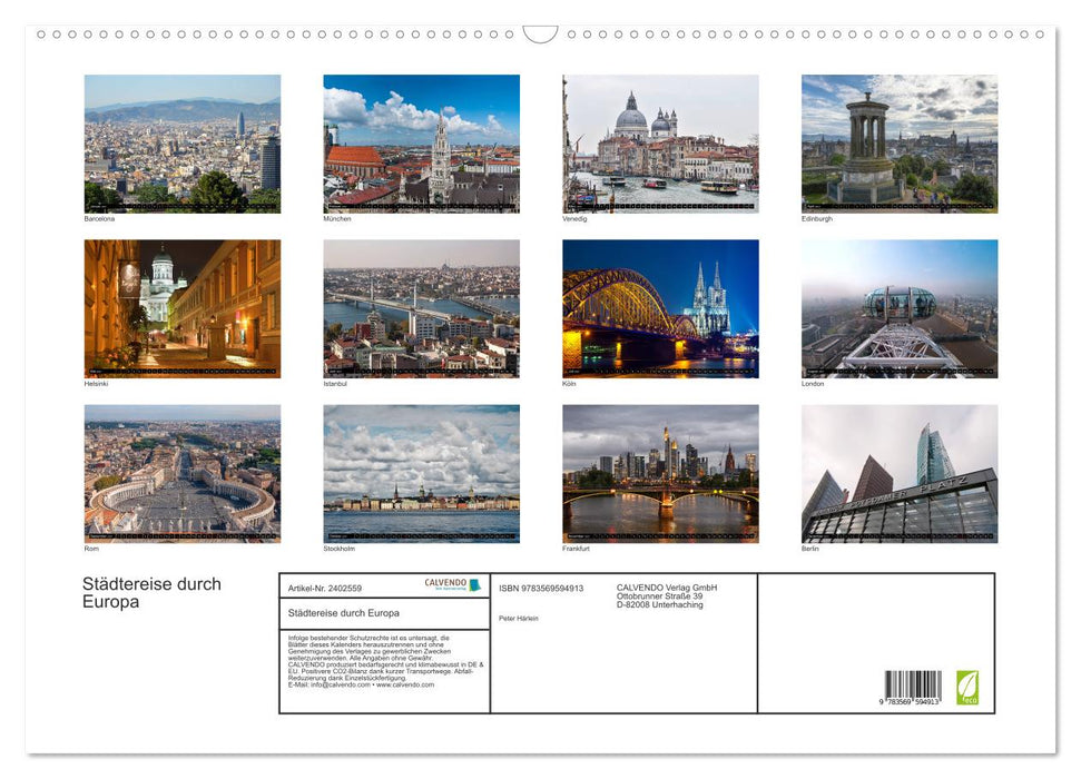 Städtereise durch Europa (CALVENDO Wandkalender 2027)