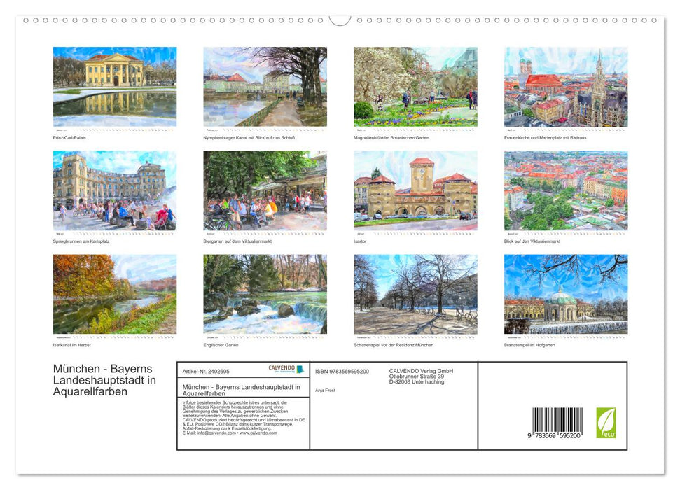München - Bayerns Landeshauptstadt in Aquarellfarben (CALVENDO Premium Wandkalender 2027)