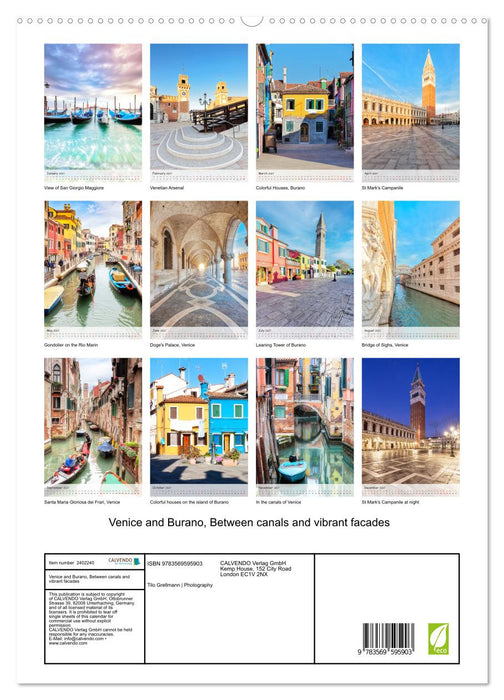 Venice and Burano, Between canals and vibrant facades (CALVENDO Premium-Calendar 2027)