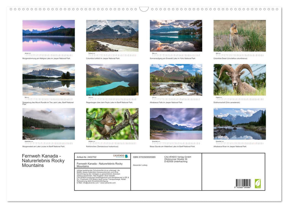 Fernweh Kanada - Naturerlebnis Rocky Mountains (CALVENDO Wandkalender 2027)