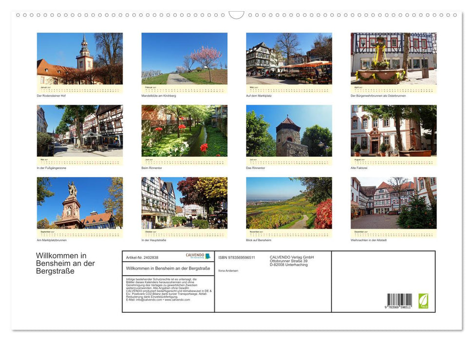 Willkommen in Bensheim an der Bergstraße (CALVENDO Wandkalender 2027)