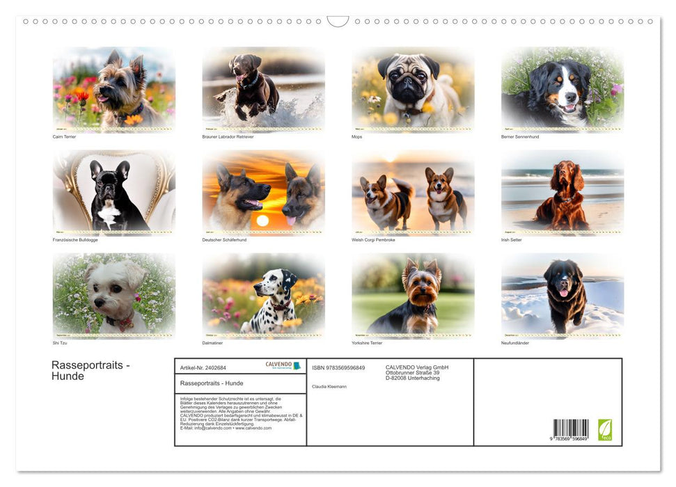 Rasseportraits - Hunde (CALVENDO Wandkalender 2027)