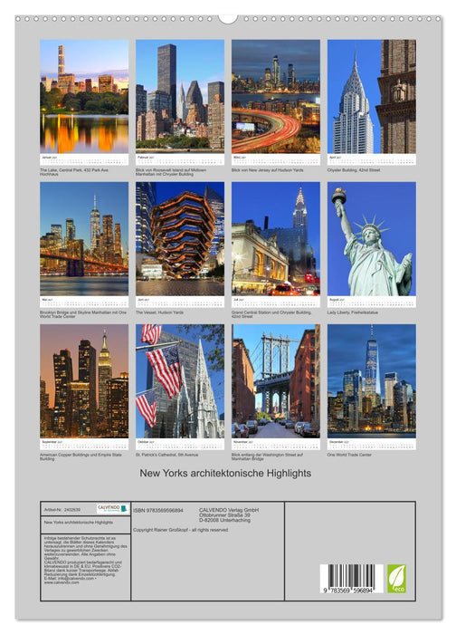 New Yorks architektonische Highlights (CALVENDO Premium Wandkalender 2027)