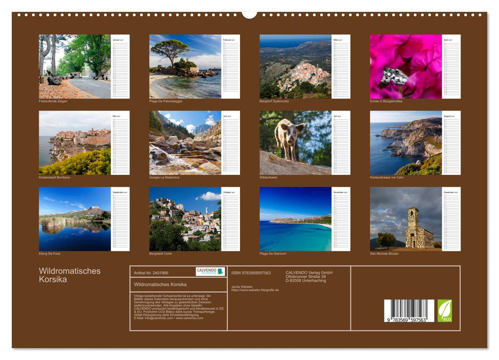 Wildromatisches Korsika (CALVENDO Premium Wandkalender 2027)