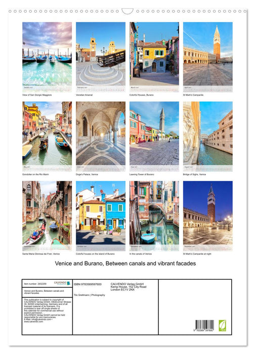 Venice and Burano, Between canals and vibrant facades (CALVENDO Monthly Calendar 2027)