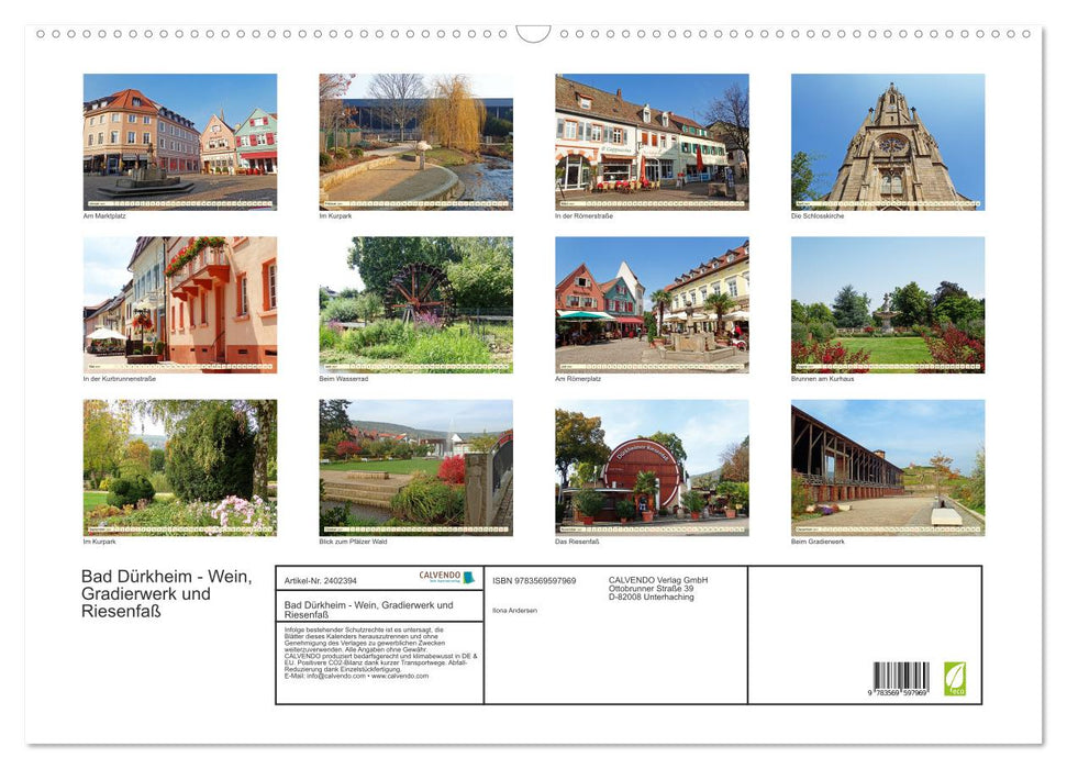 Bad Dürkheim - Wein, Gradierwerk und Riesenfaß (CALVENDO Wandkalender 2027)