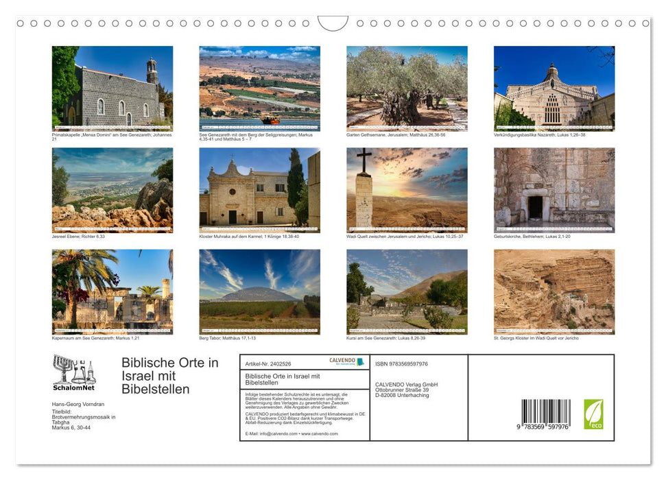 Biblische Orte in Israel mit Bibelstellen (CALVENDO Wandkalender 2027)
