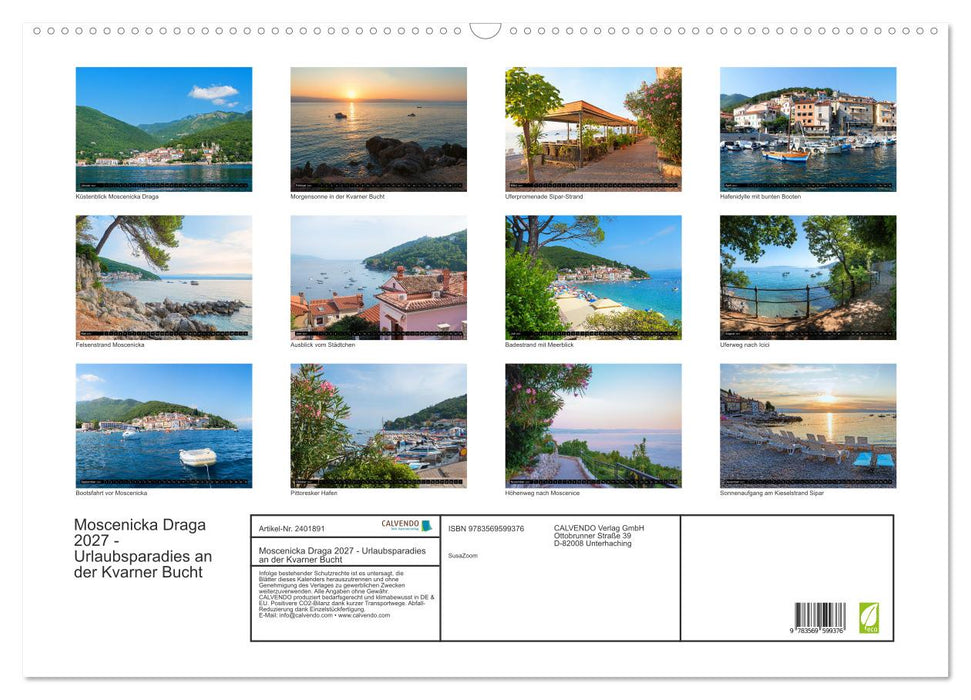 Moscenicka Draga 2027 - Urlaubsparadies an der Kvarner Bucht (CALVENDO Wandkalender 2027)