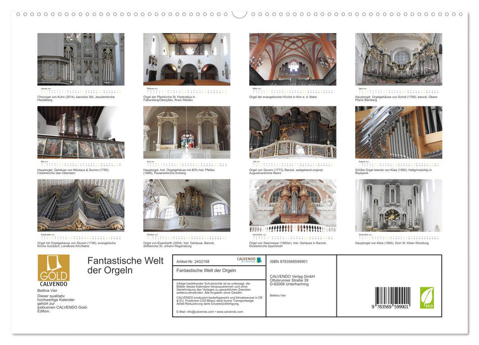 Fantastische Welt der Orgeln (CALVENDO Premium Wandkalender 2027)
