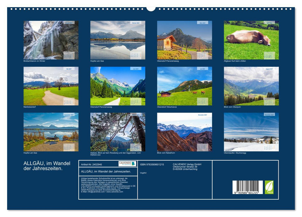 ALLGÄU, im Wandel der Jahreszeiten. (CALVENDO Premium Wandkalender 2027)