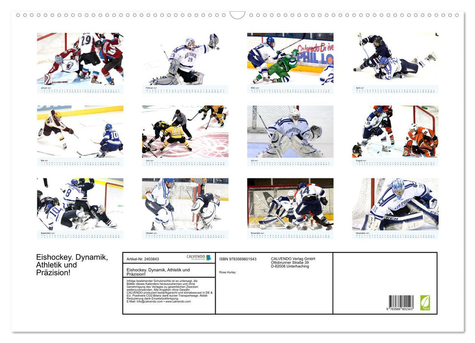 Eishockey. Dynamik, Athletik und Präzision! (CALVENDO Wandkalender 2027)