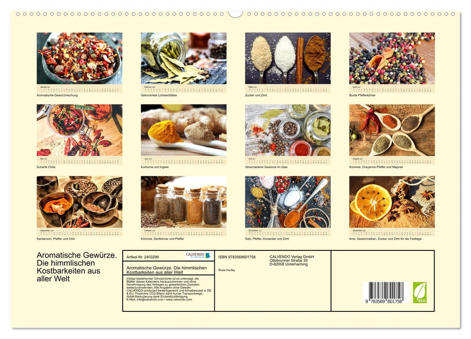 Aromatische Gewürze. Die himmlischen Kostbarkeiten aus aller Welt (CALVENDO Premium Wandkalender 2027)