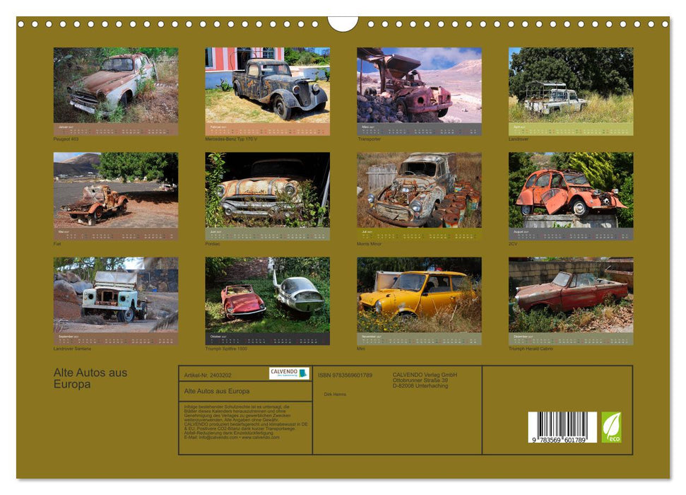 Alte Autos aus Europa (CALVENDO Wandkalender 2027)